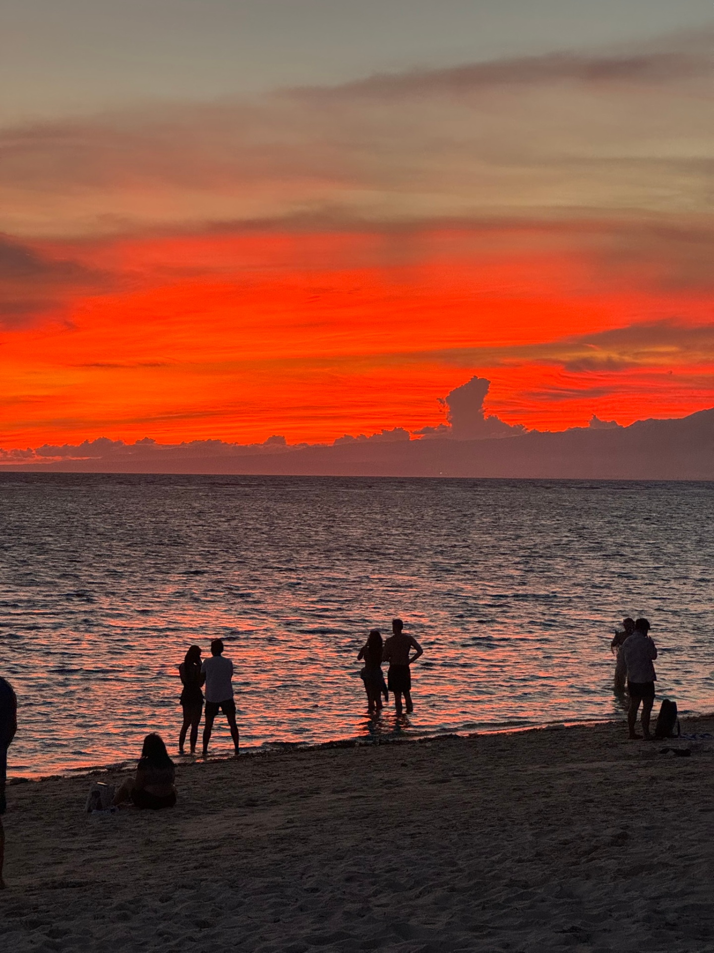 Fiery red sunset on a San Juan beach